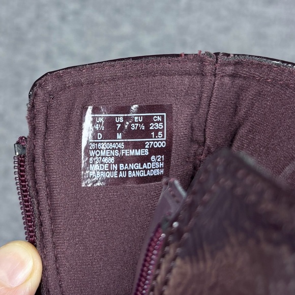 Clarks Collection Ankle Boots Airabell Burgundy Patent Leather Zip Up Women’s 7 - Picture 6 of 7